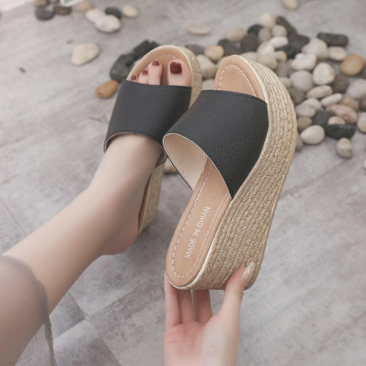 PU Leather Open Toe Sandals - Love Salve