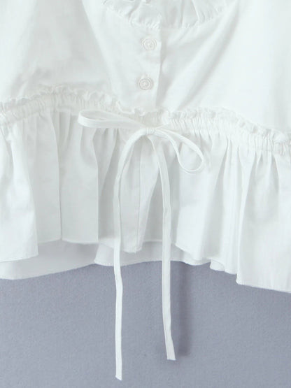 Puff Sleeve Ruffle Crop Blouse - Love Salve