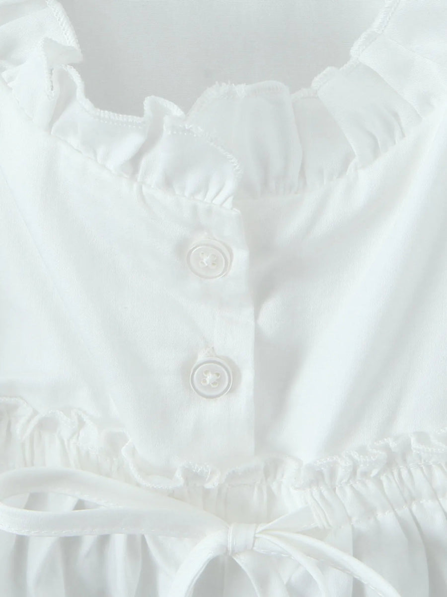 Puff Sleeve Ruffle Crop Blouse - Love Salve