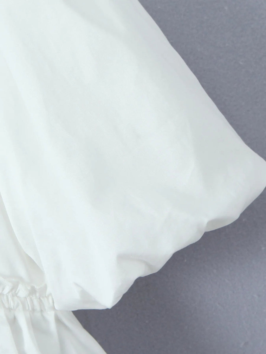 Puff Sleeve Ruffle Crop Blouse - Love Salve