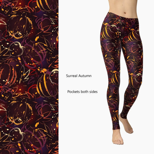 MM Leggings - Full Length with Pockets - Surreal Autumn Paisley - Main Product Image