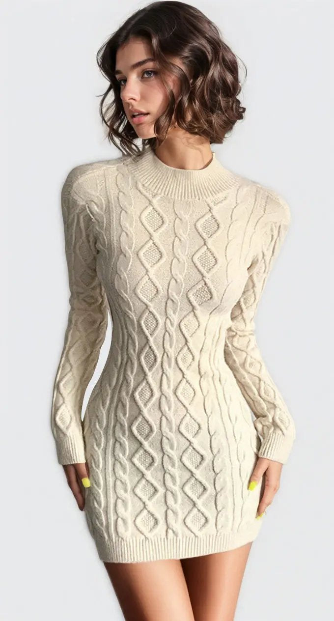 Cut Out Cable Net Mini Dress 3wishes.com