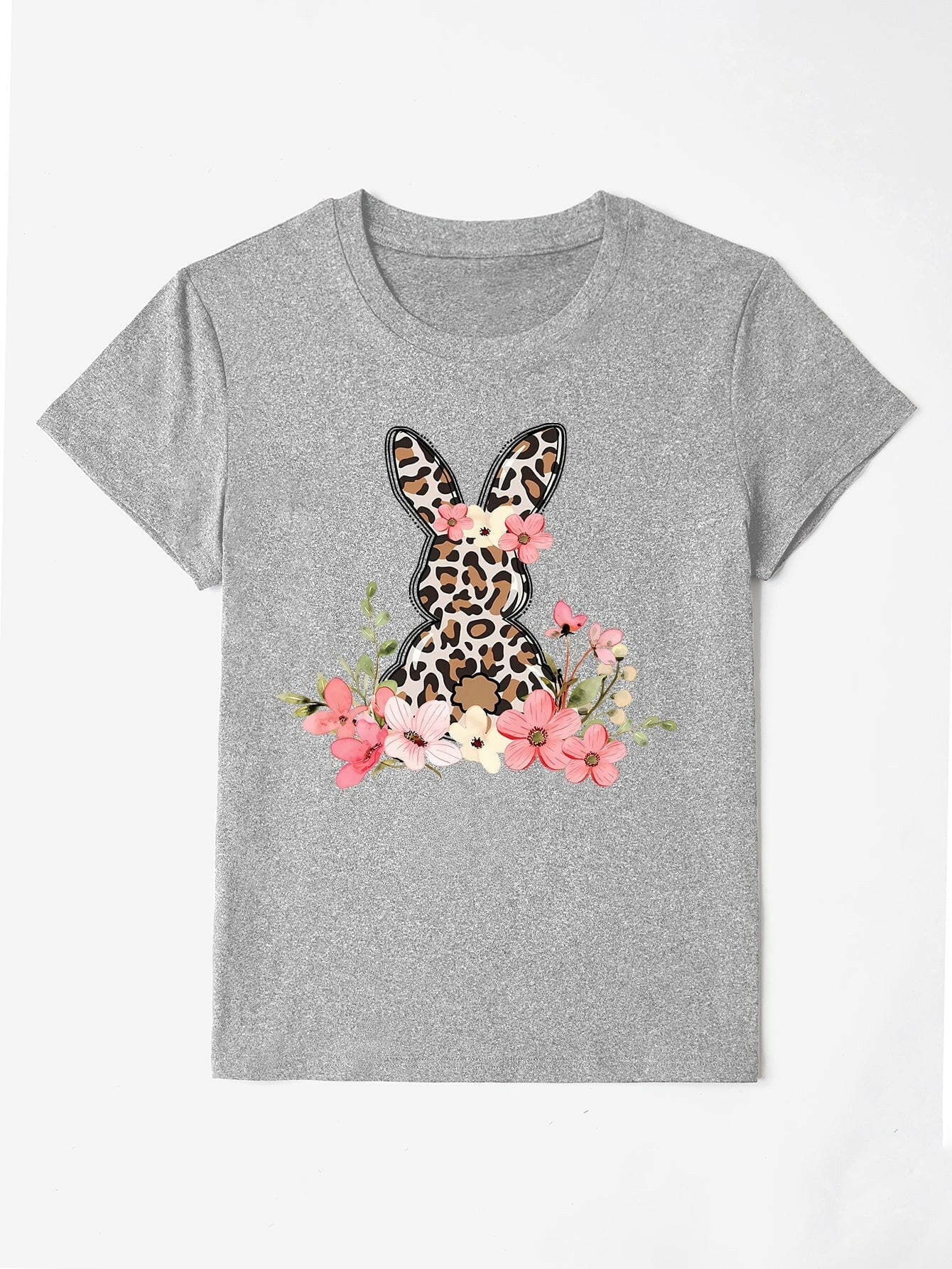 Rabbit Round Neck Short Sleeve T-Shirt - Love Salve