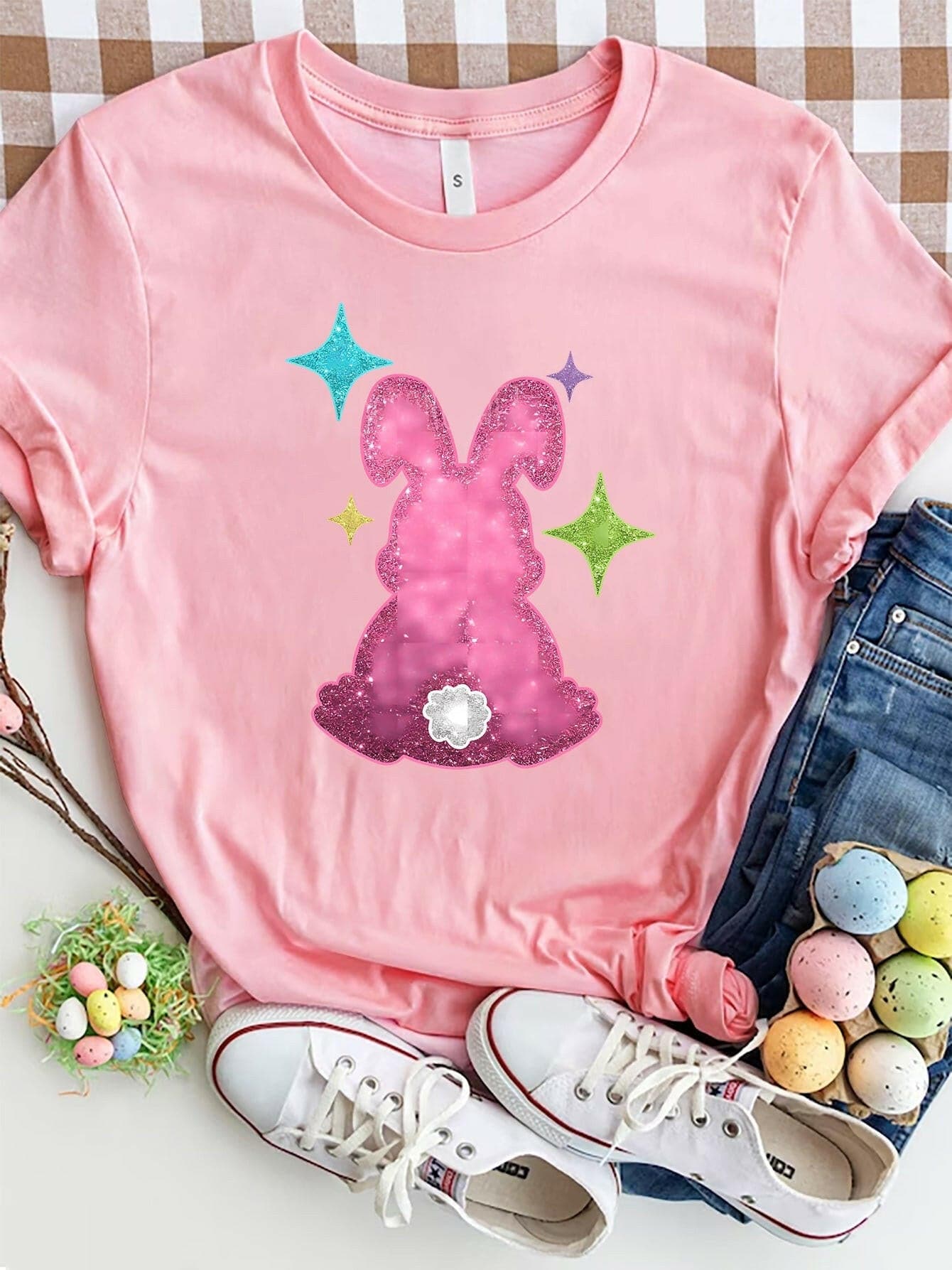 Rabbit Round Neck Short Sleeve T-Shirt - Love Salve