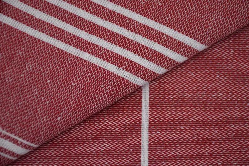 Monaco Red Turkish Towel 100 Percent Natural Cotton 40 Inch by 70 Inch Versatile Lightweight Quick Drying Absorbent Beach Bath Scarf Picnic Blanket - Love Salve 