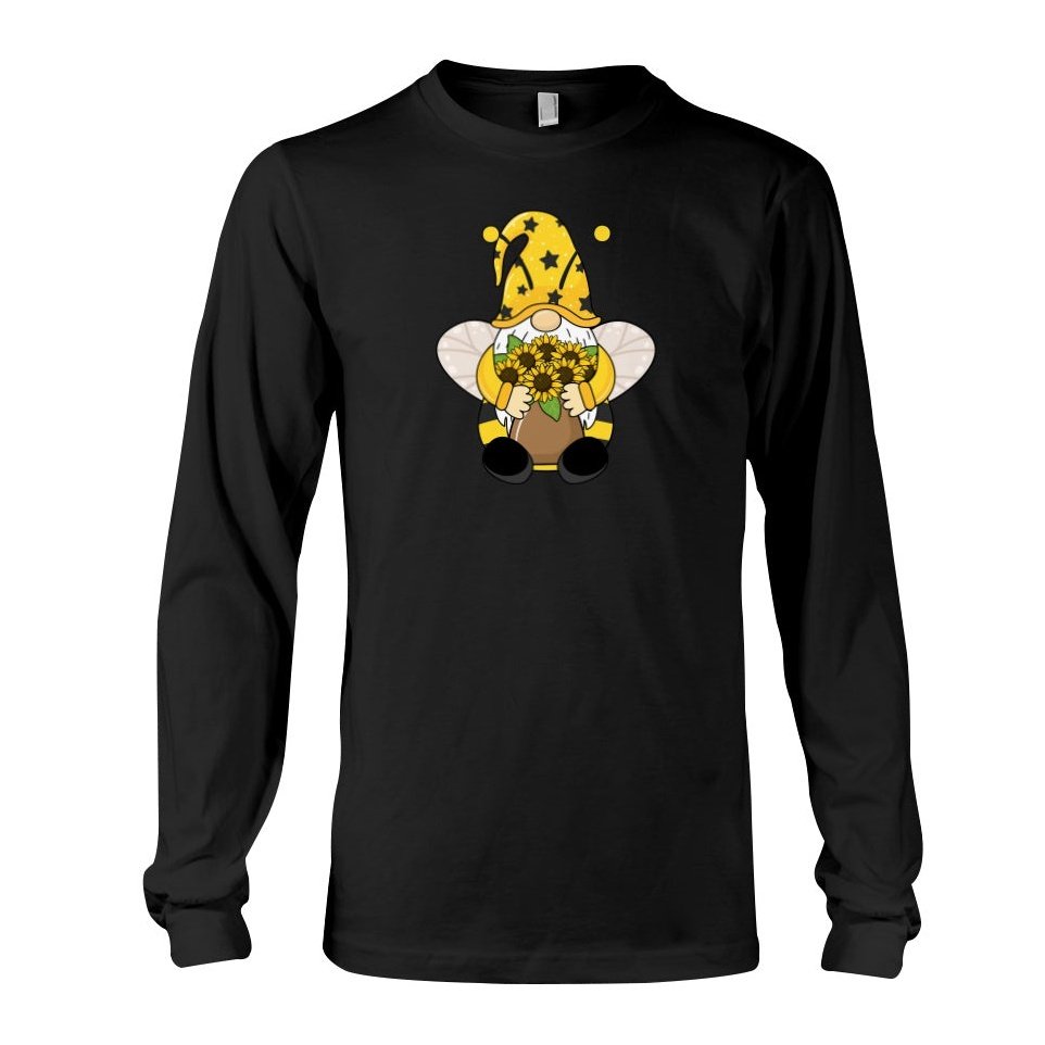 SunFlower Gnome Graphic Tee Gray or Black, Short or Long  Sleeve MM