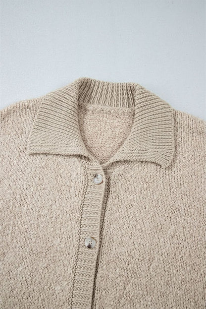 Relaxed Fit Jet Stream Collared Cardigan with Button - Up Front and Pockets - Love Salve