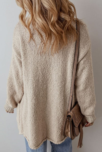 Relaxed Fit Jet Stream Collared Cardigan with Button - Up Front and Pockets - Love Salve