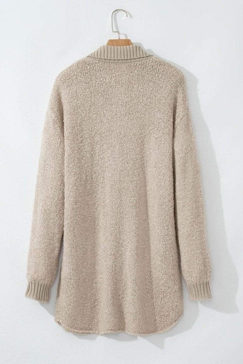 Relaxed Fit Jet Stream Collared Cardigan with Button - Up Front and Pockets - Love Salve