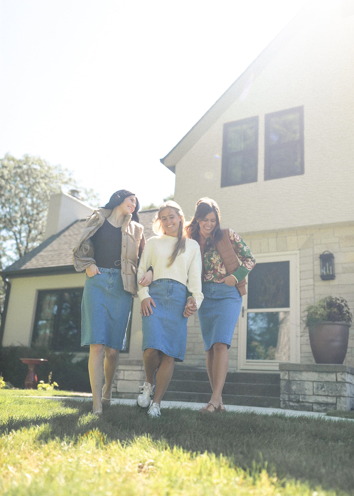 Remi Denim Classic Wash Midi Skirt Inherit Co.