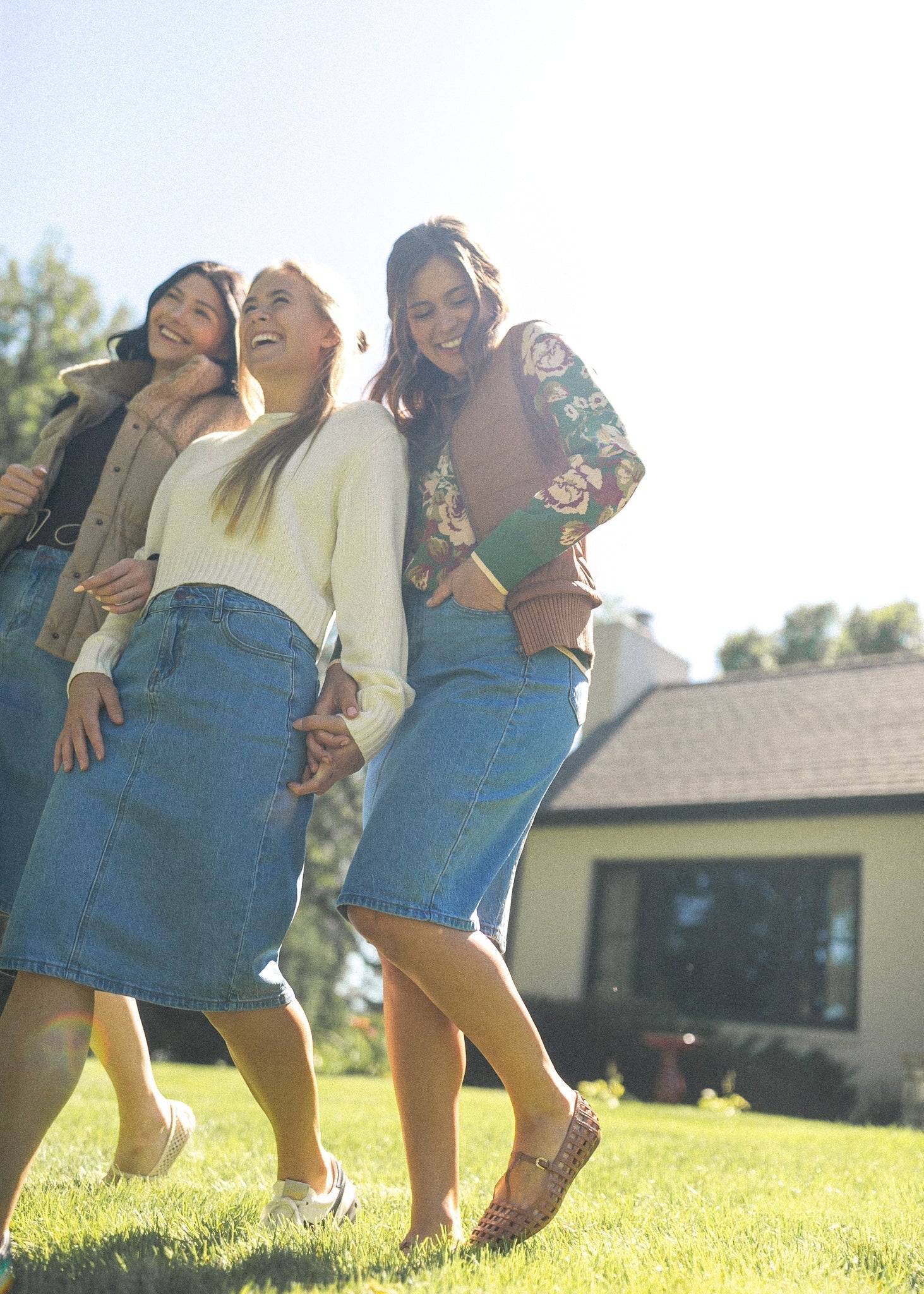 Remi Denim Classic Wash Midi Skirt Inherit Co.