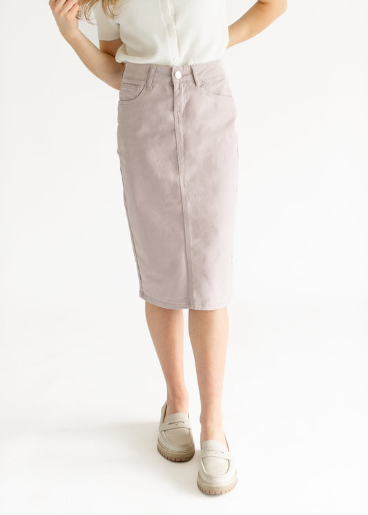 Remi Lilac Denim Midi Skirt - FINAL SALE Inherit Co.