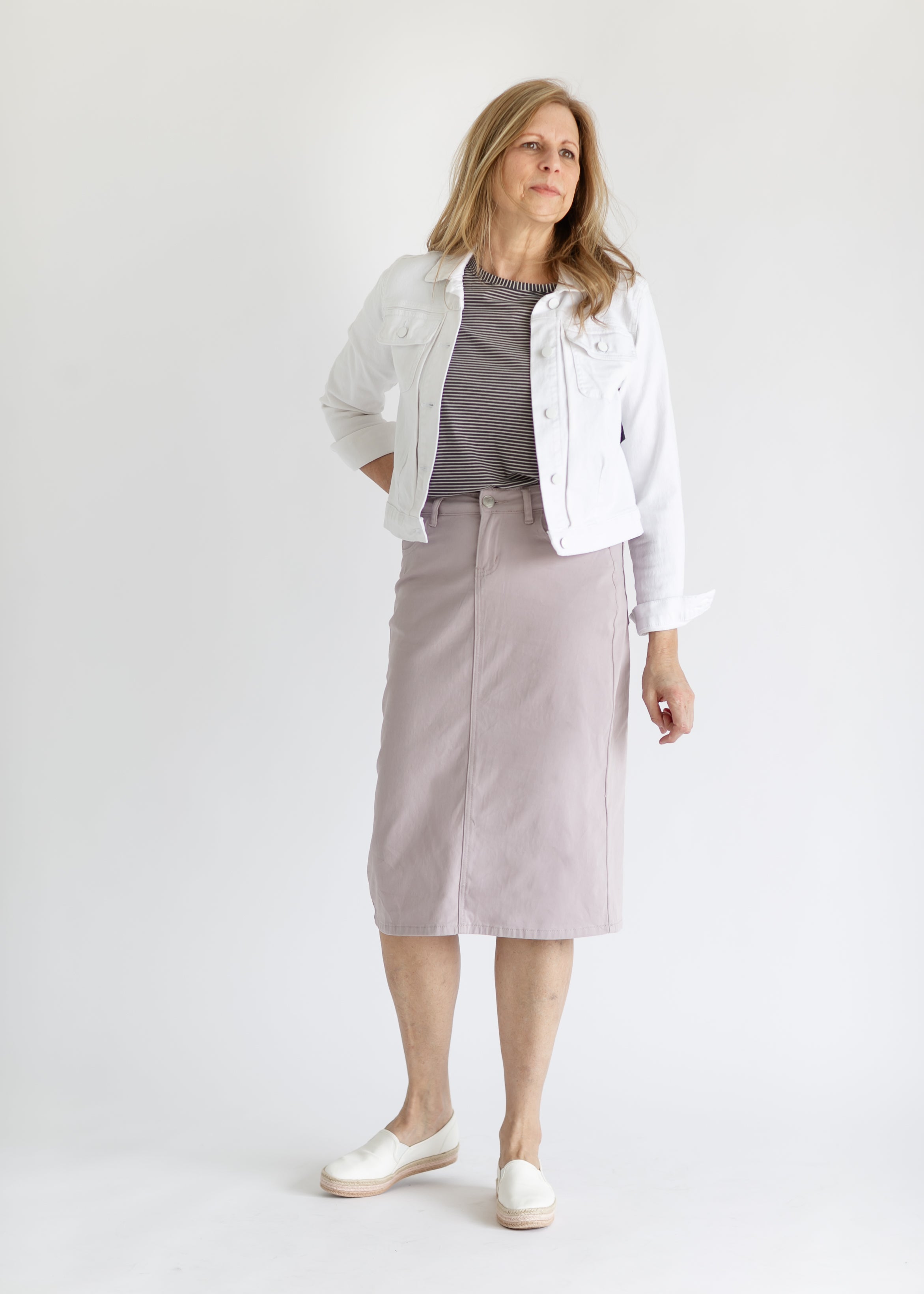 Remi Lilac Denim Midi Skirt - FINAL SALE Inherit Co.