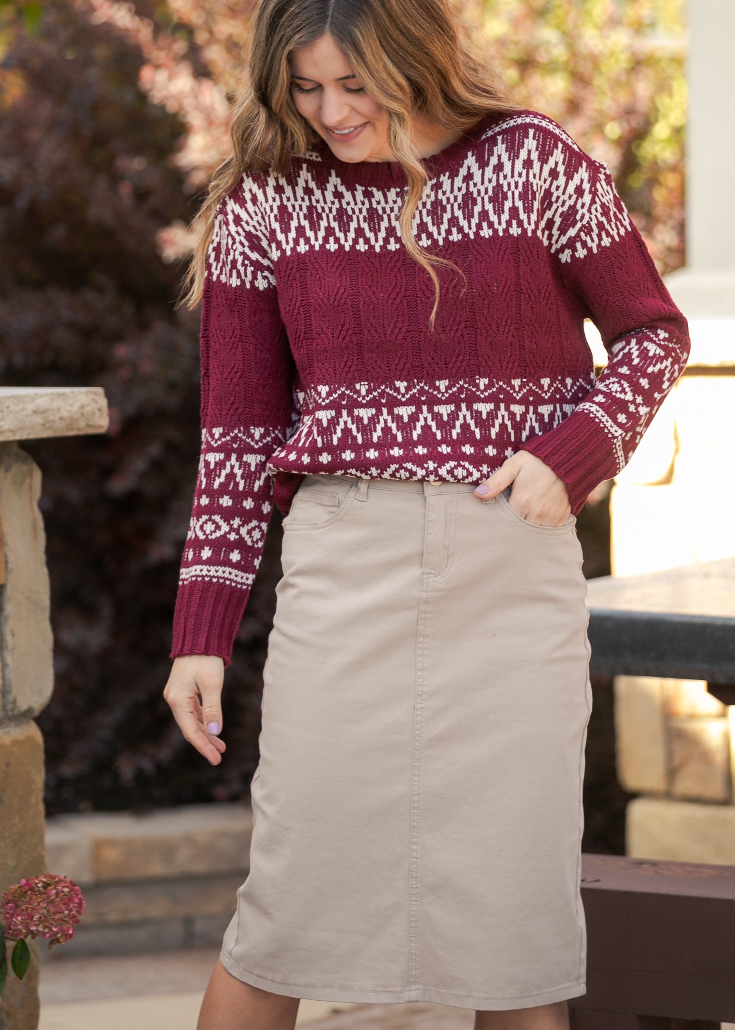 Remi Simply Taupe Denim Midi Skirt Inherit Co.