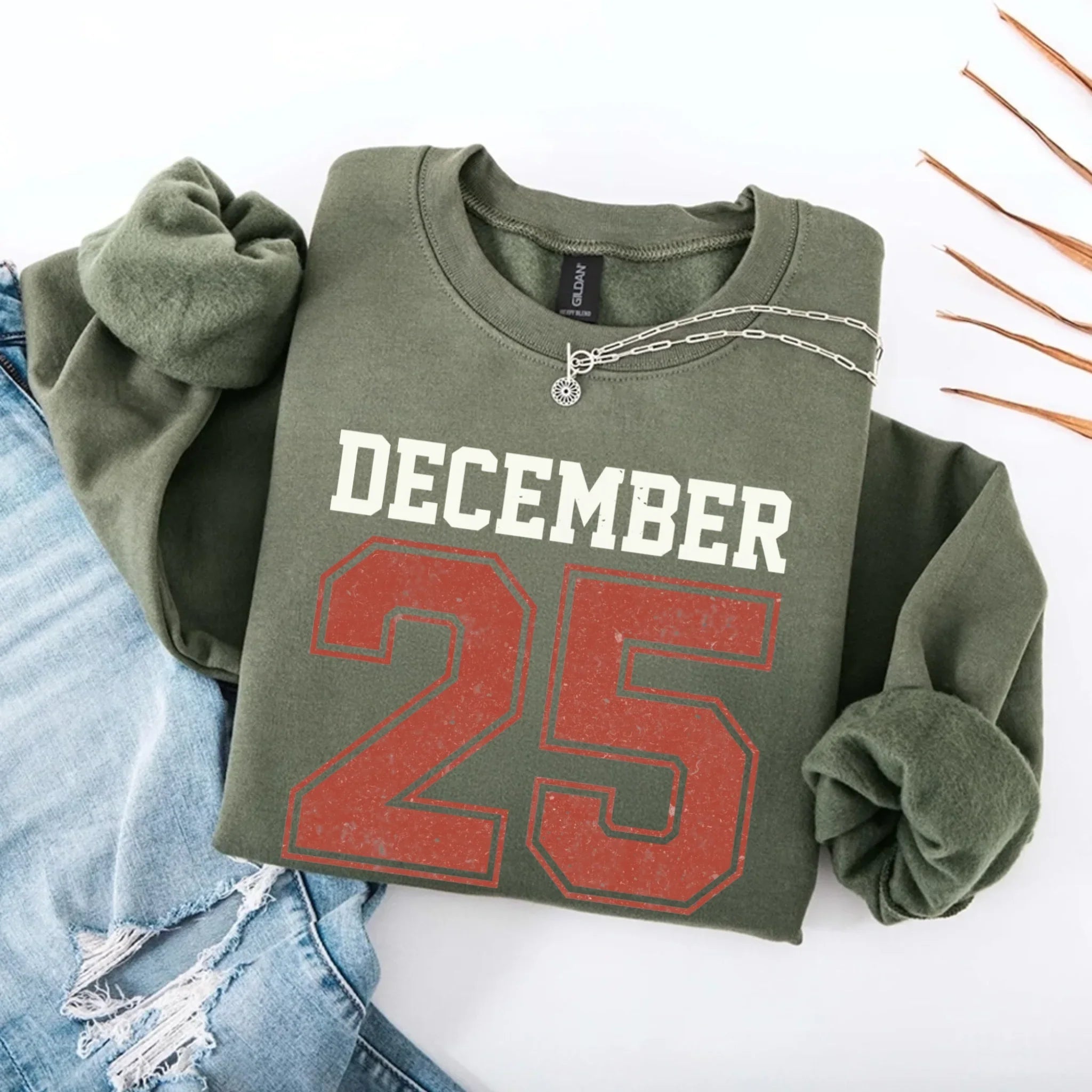 Retro Christmas DECEMBER 25 Sweatshirt Festive Holiday Sweater Adorb Custom Tees