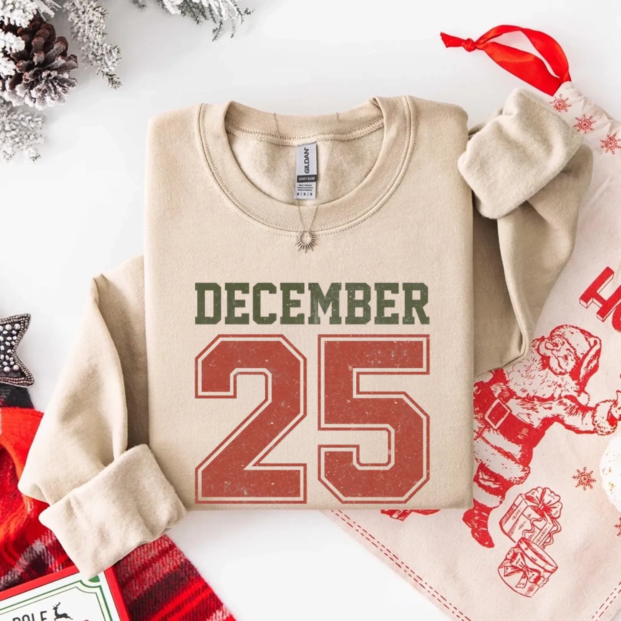 Retro Christmas DECEMBER 25 Sweatshirt Festive Holiday Sweater Adorb Custom Tees