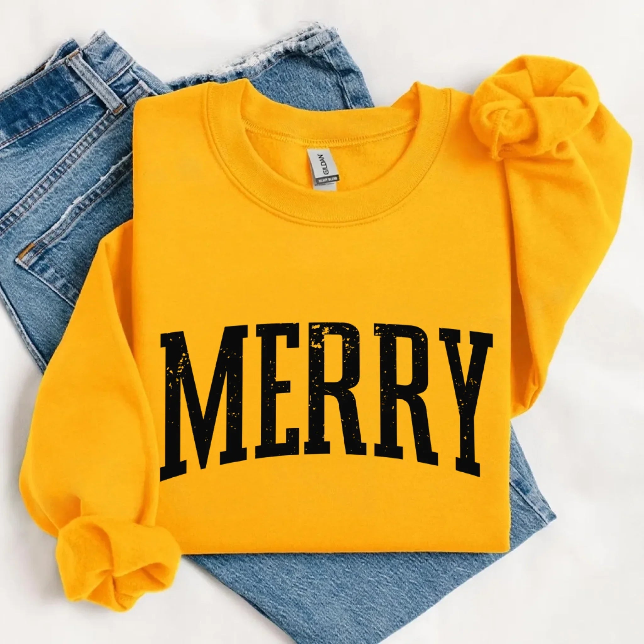 Retro Merry Christmas Sweatshirt Festive Women’s Holiday Sweater Adorb Custom Tees