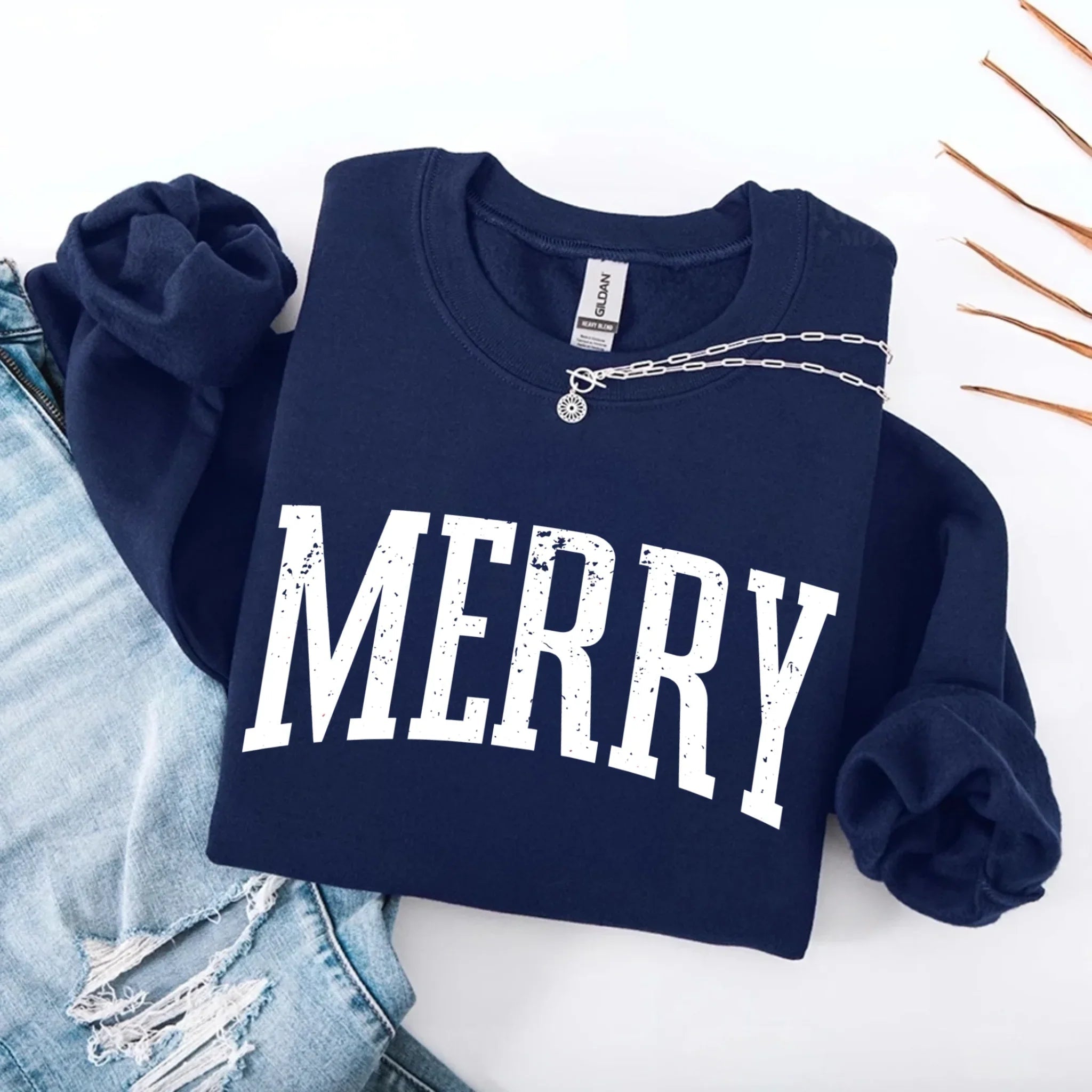 Retro Merry Christmas Sweatshirt Festive Women’s Holiday Sweater Adorb Custom Tees