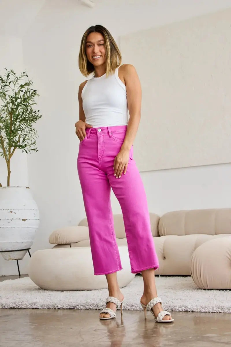 RFM Crop Chloe Full Size Tummy Control High Waist Jeans - Love Salve 