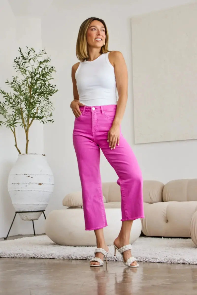 RFM Crop Chloe Full Size Tummy Control High Waist Jeans - Love Salve 