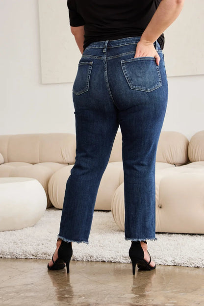 RFM Crop Dylan Full Size Tummy Control Distressed Jeans - Love Salve 