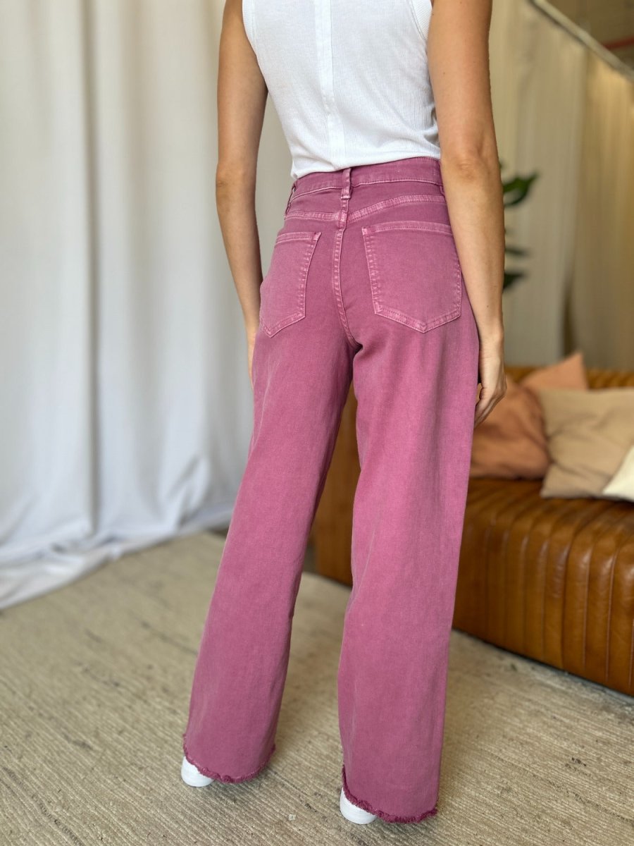 RFM Full Size High Rise Garment Dye Wide Leg Jeans for Women - Love Salve 
