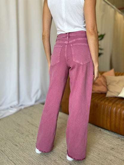 RFM Full Size High Rise Garment Dye Wide Leg Jeans for Women - Love Salve 