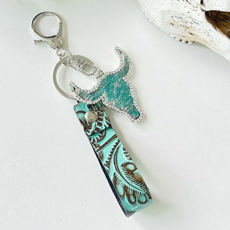 Rhinestone Bull Keychain - Love Salve