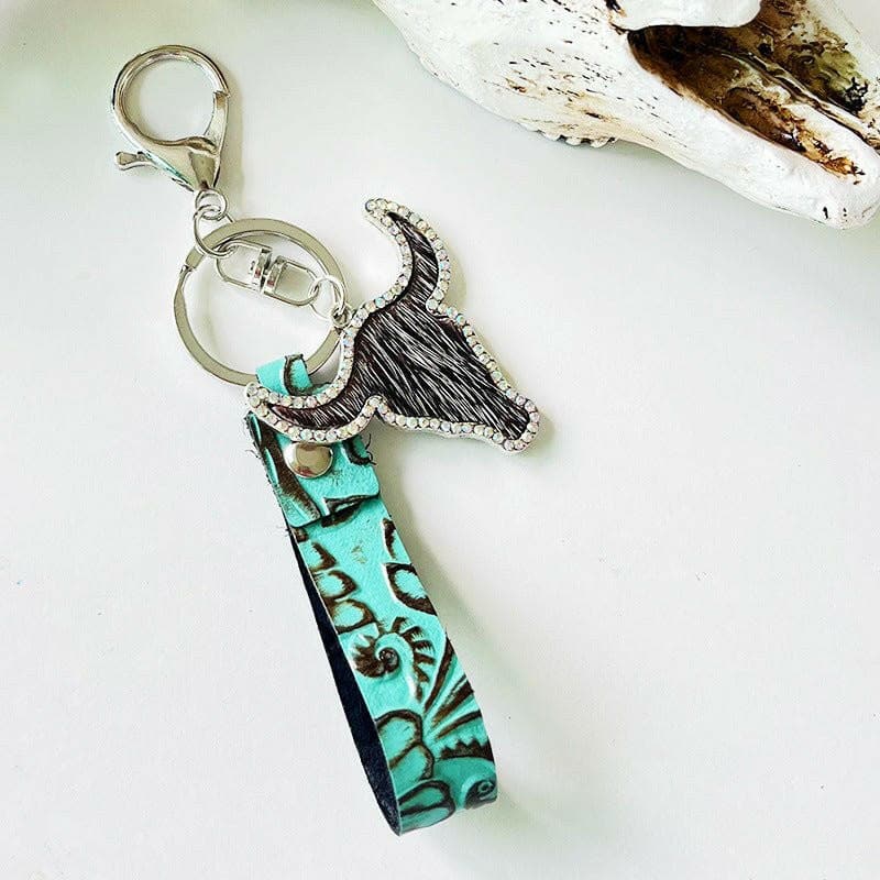 Rhinestone Bull Keychain - Love Salve