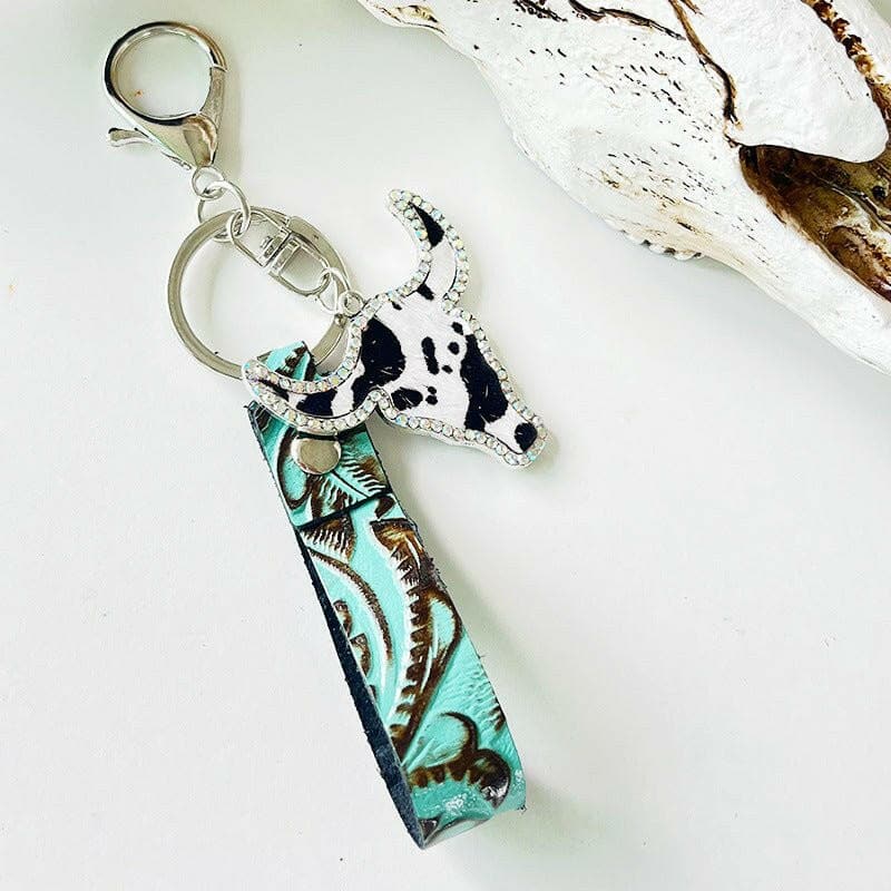 Rhinestone Bull Keychain - Love Salve