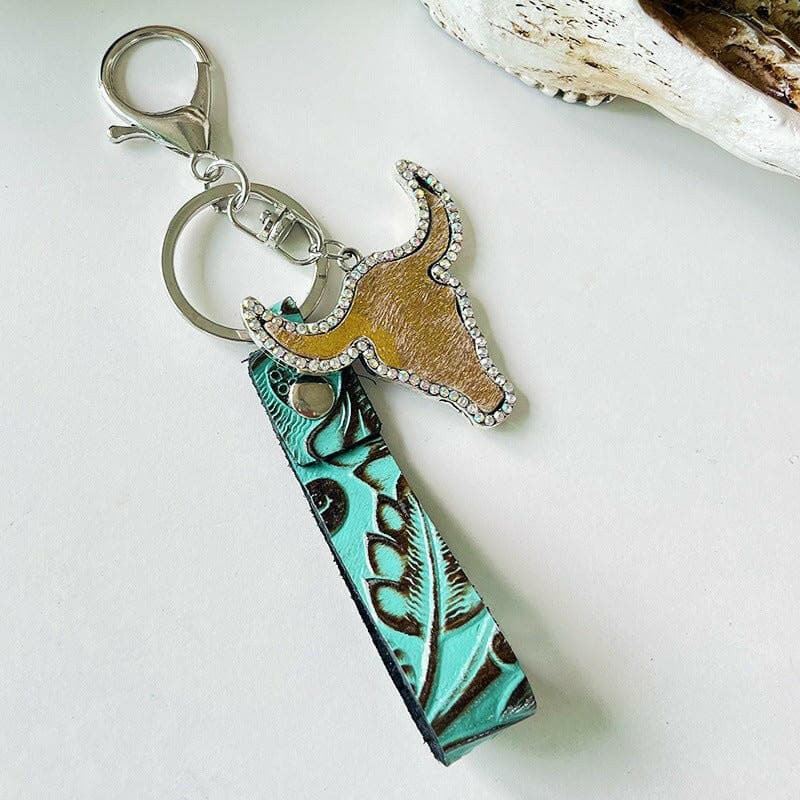 Rhinestone Bull Keychain - Love Salve