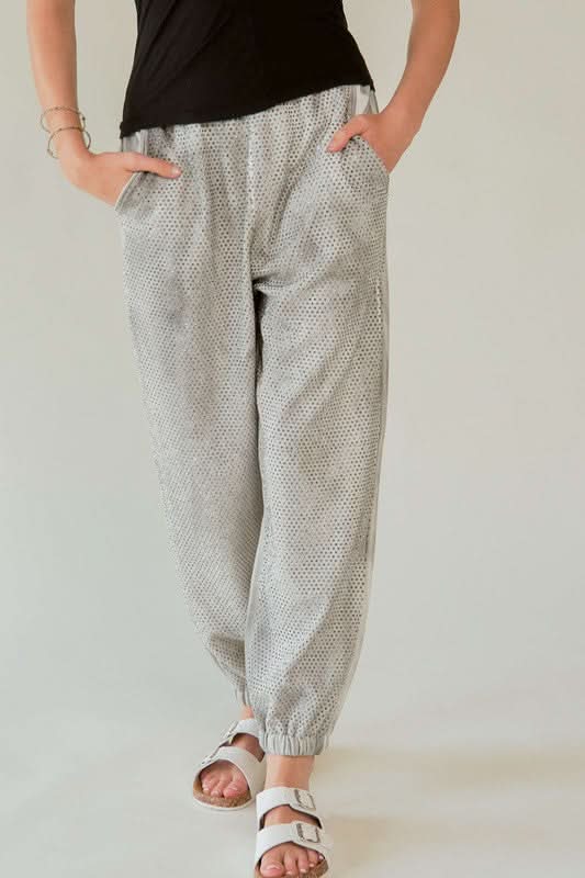 Rhinestone-Embellished Elastic Waist Joggers by Davi & Dani - Love Salve 