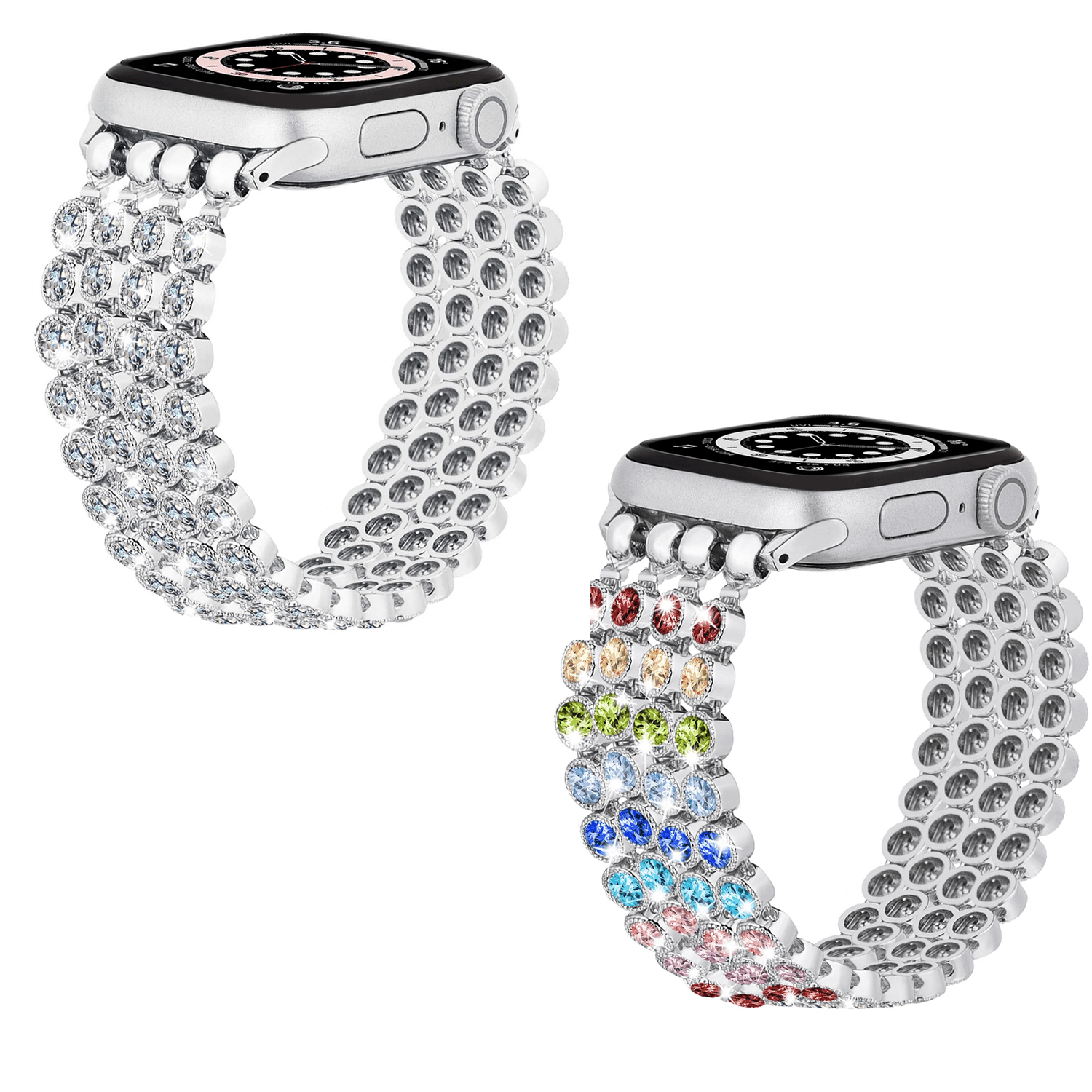 Watch Bands - Multicolor or Clear Rhinestone Strap - Apple Compatible MM