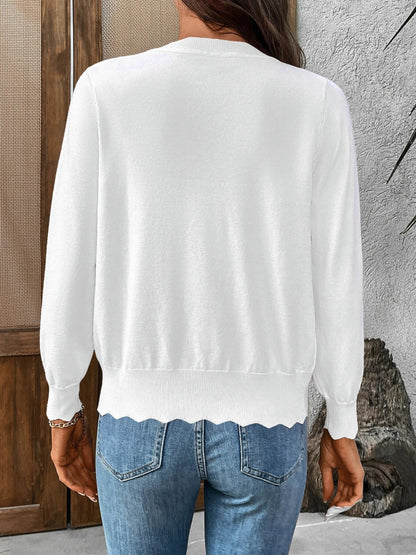 Ribbed Edge Button - Up Knit Cardigan - Love Salve