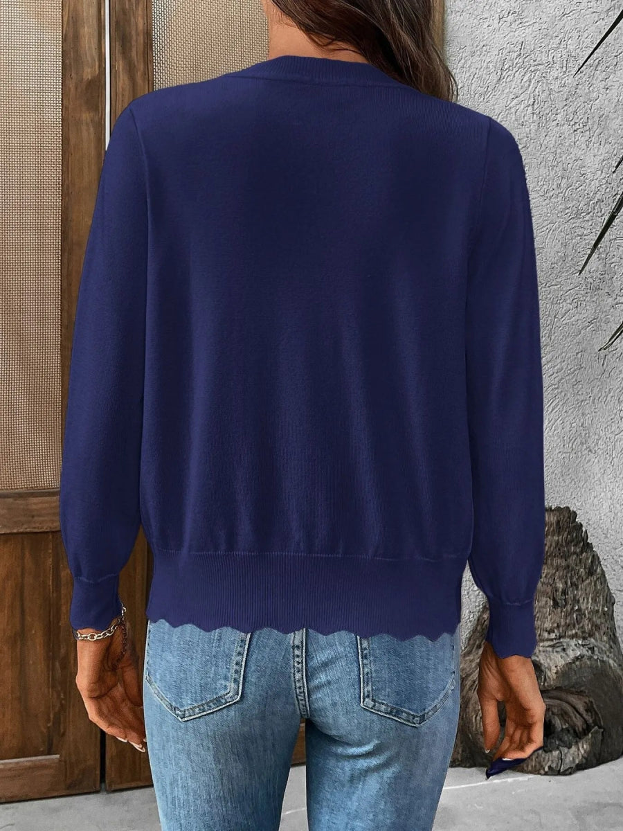 Ribbed Edge Button - Up Knit Cardigan - Love Salve