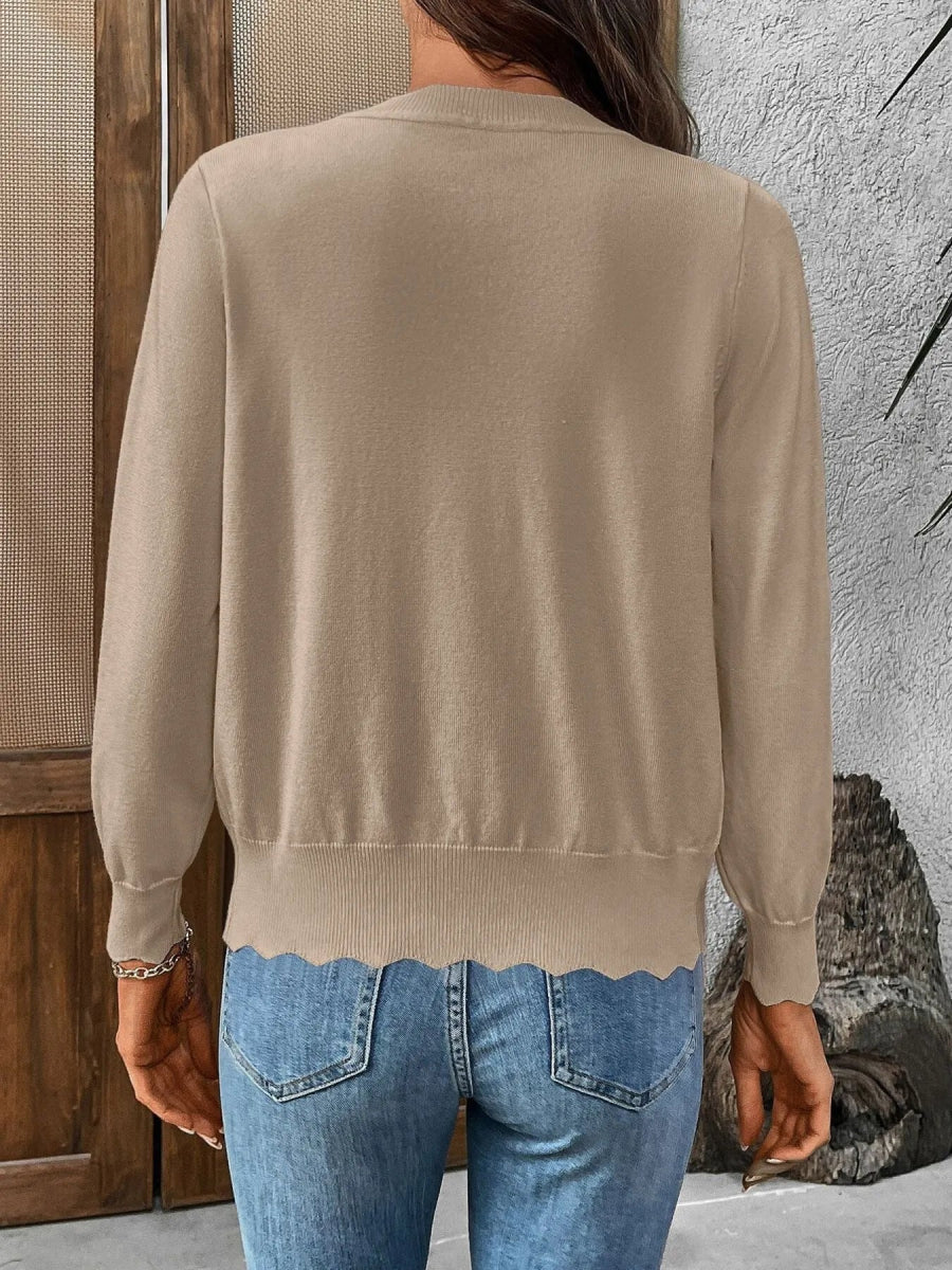 Ribbed Edge Button - Up Knit Cardigan - Love Salve