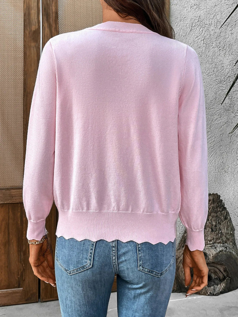 Ribbed Edge Button - Up Knit Cardigan - Love Salve