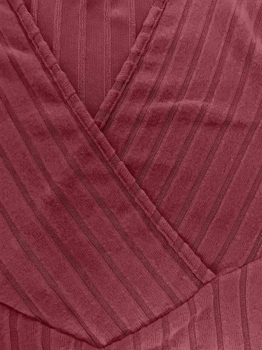 Ribbed Surplice Long Sleeve T-Shirt - Love Salve 