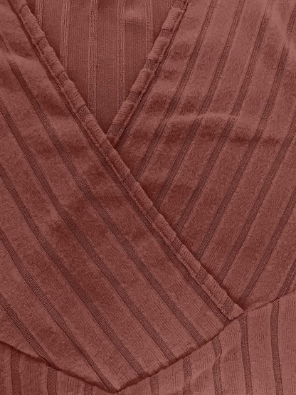 Ribbed Surplice Long Sleeve T-Shirt - Love Salve 