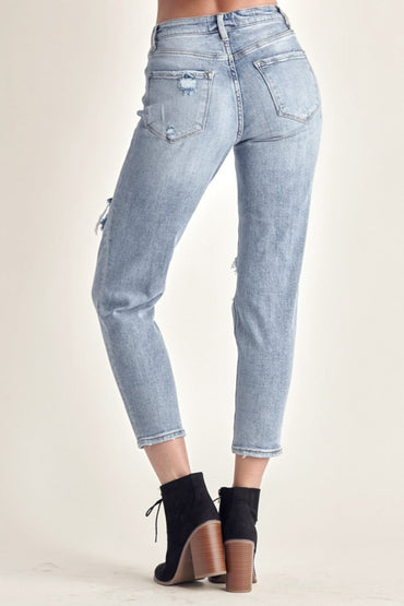 RISEN Distressed Slim Cropped Jeans for Trendy Style - Love Salve 