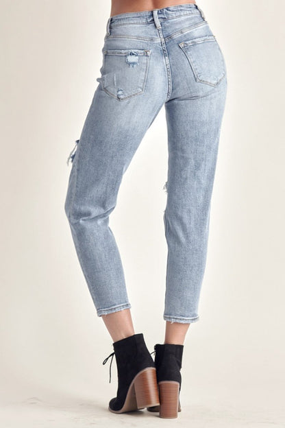 RISEN Distressed Slim Cropped Jeans for Trendy Style - Love Salve 
