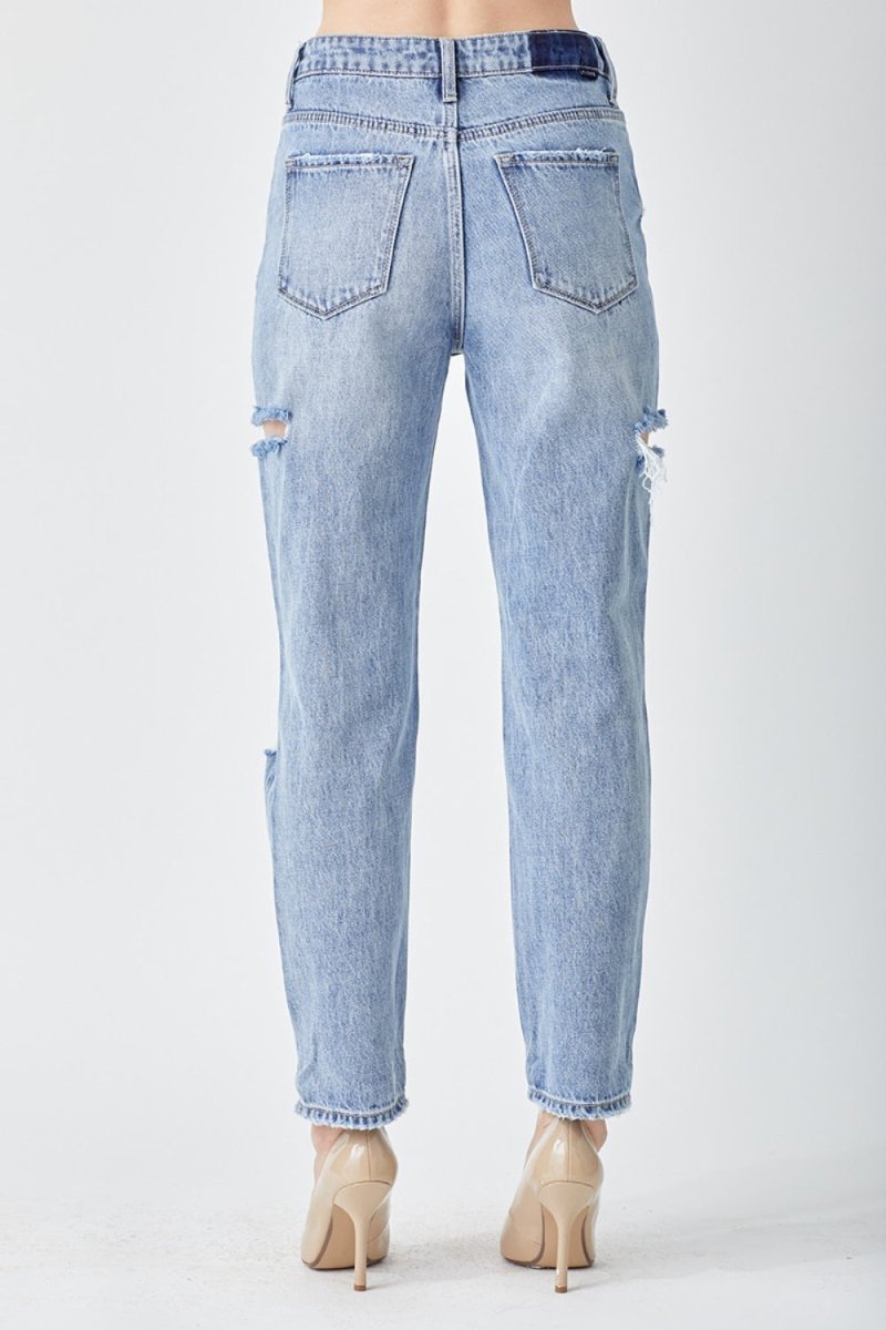 RISEN Distressed Slim Cropped Jeans for Trendy Style - Love Salve 