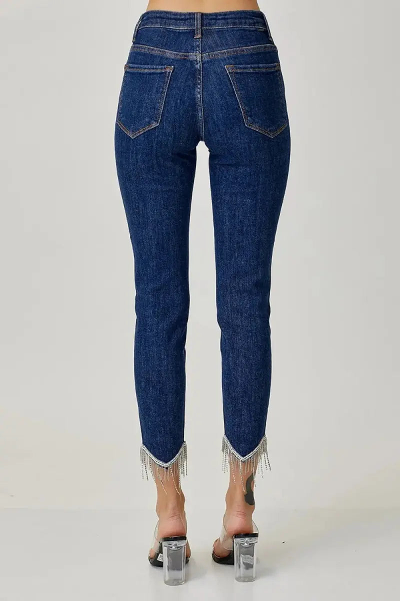 RISEN Full Size Embellished Mid Rise Crop Skinny Jeans - Love Salve 