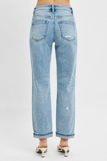 RISEN Full Size High Rise Ankle Boyfriend Distressed Jeans Plus Size - Love Salve