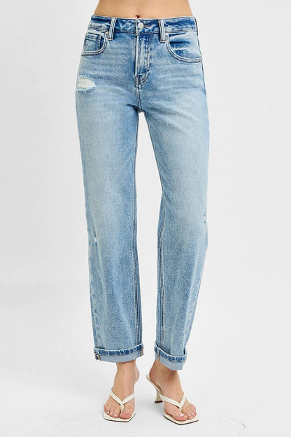 RISEN Full Size High Rise Ankle Boyfriend Distressed Jeans Plus Size - Love Salve
