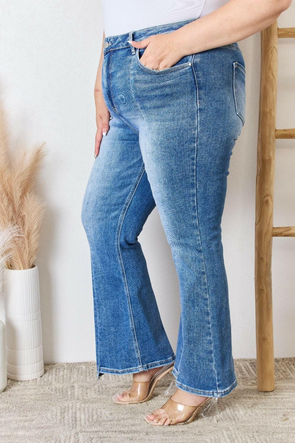 RISEN Full Size High Rise Ankle Flare Jeans - Love Salve