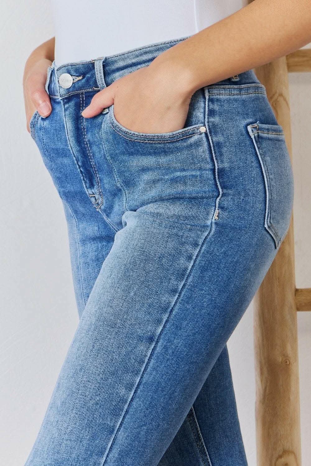 Elevate Full Figure High Waist Ankle Flare Jeans: Curve-Enhancing Chic Denim - Love Salve 