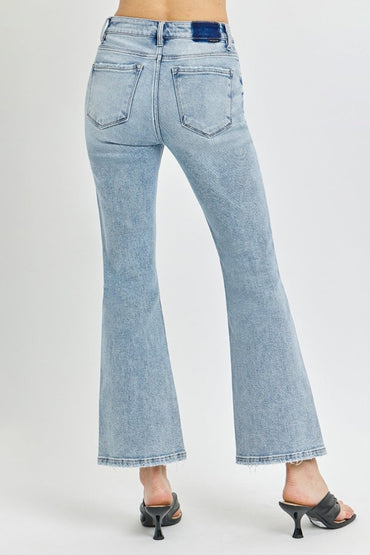 RISEN Full Size High Rise Ankle Flare Jeans for Women - Love Salve 