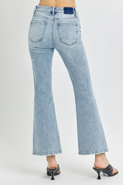 RISEN Full Size High Rise Ankle Flare Jeans for Women - Love Salve 