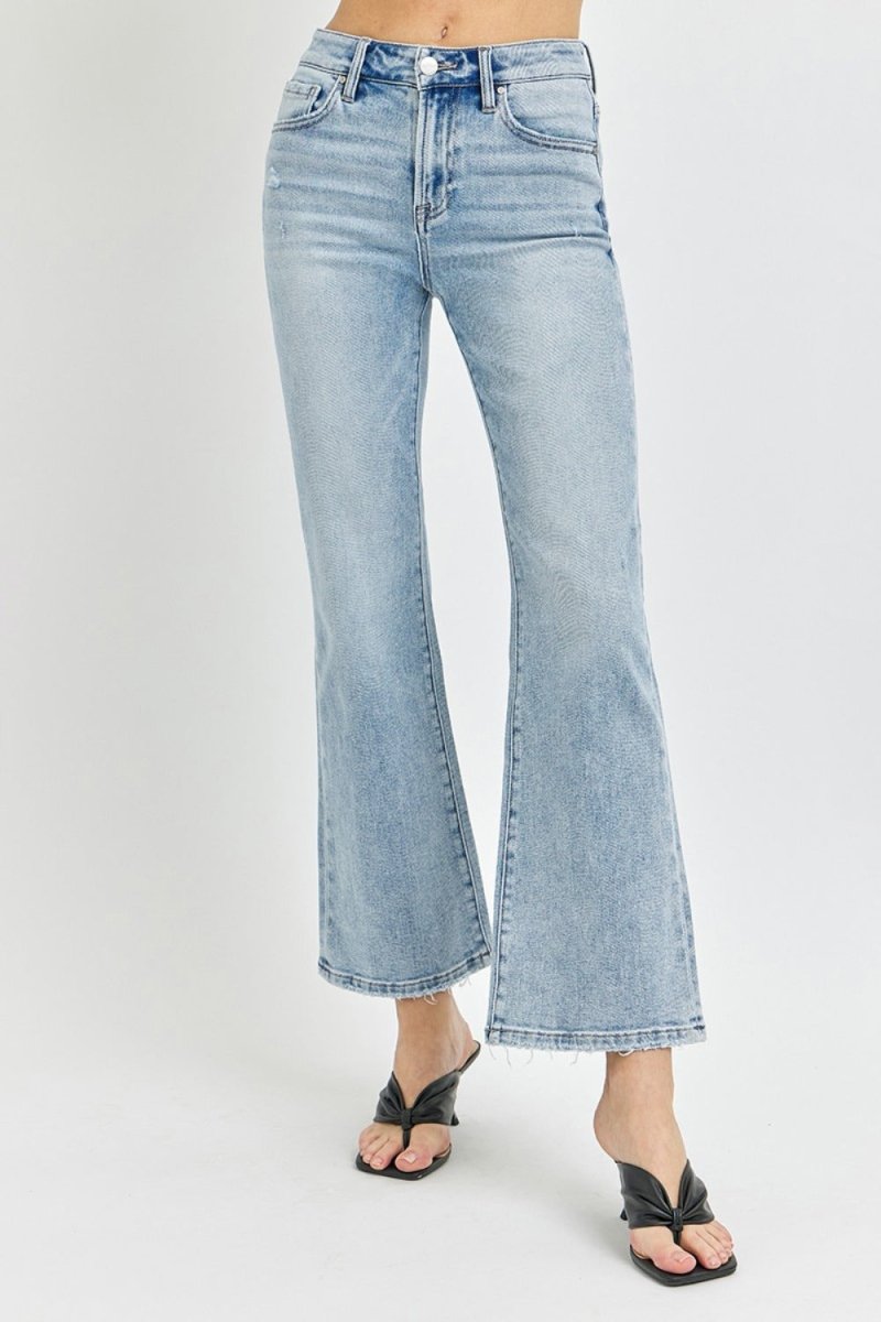RISEN Full Size High Rise Ankle Flare Jeans for Women - Love Salve 